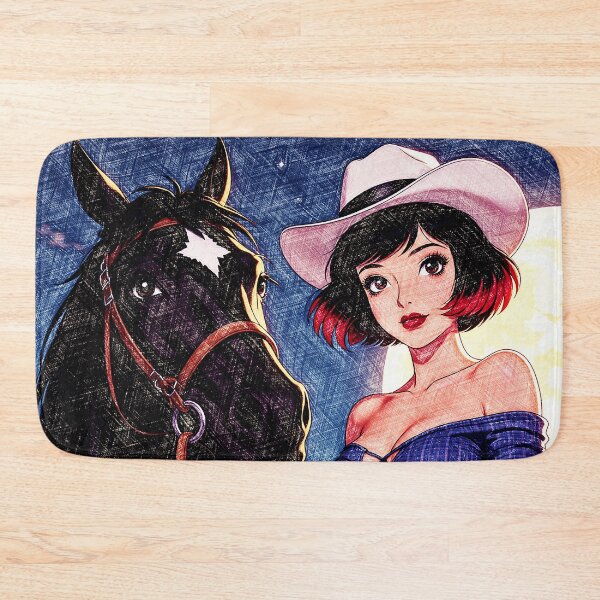 Item preview, Wild Girl Retro Cowgirl and Black Horse designed and sold by Hen-C-Art.