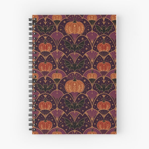 Item preview, Art Deco Halloween Pumpkins & Bats | Dark Academia Gothic Pattern designed and sold by Lacritsa .