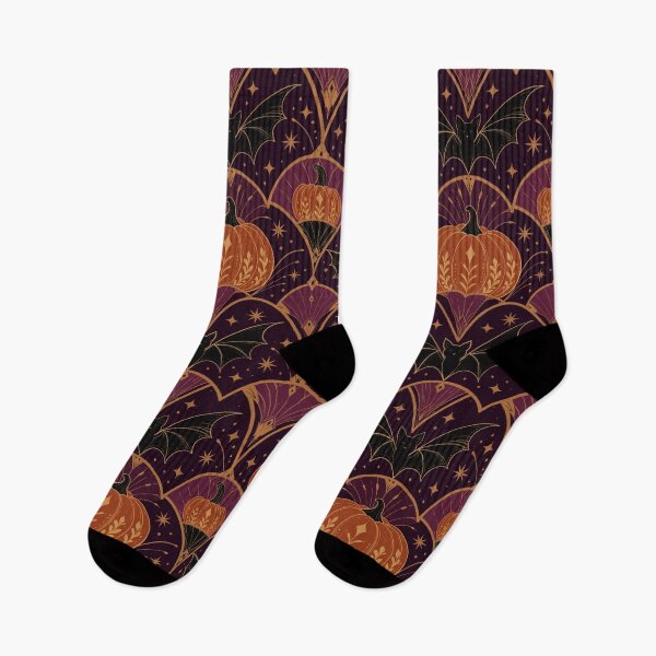 Item preview, Art Deco Halloween Pumpkins & Bats | Dark Academia Gothic Pattern designed and sold by Lacritsa .