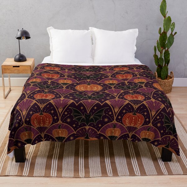 Item preview, Art Deco Halloween Pumpkins & Bats | Dark Academia Gothic Pattern designed and sold by Lacritsa .