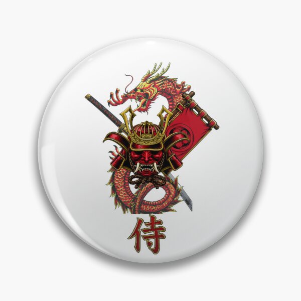 Item preview, Japanese Samurai Oni Mask and Red Dragon Kanji designed and sold by RawStudio-26.