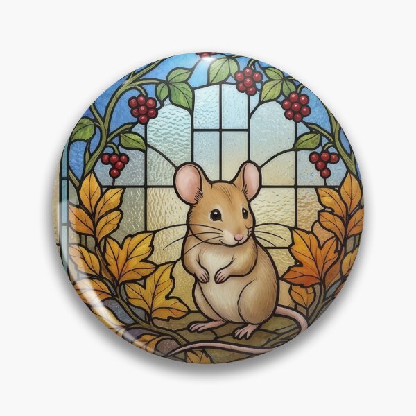 Item preview, Cute Field Mouse Stained Glass Window Art Print designed and sold by pinkal.