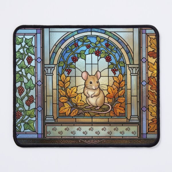 Item preview, Cute Field Mouse Stained Glass Window Art Print designed and sold by pinkal.