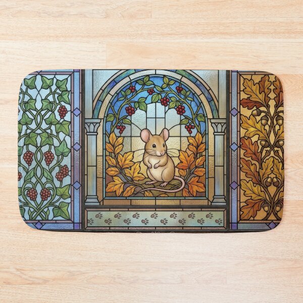 Item preview, Cute Field Mouse Stained Glass Window Art Print designed and sold by pinkal.