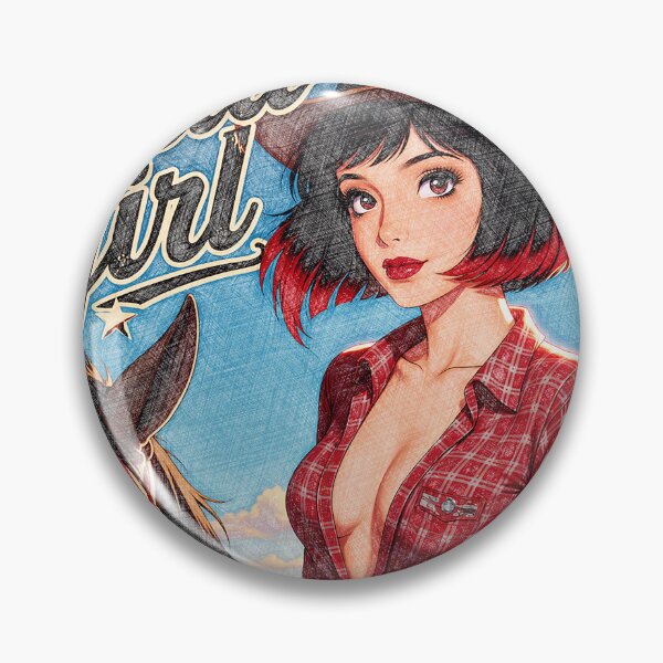Item preview, Wild Ride Retro Cowgirl in Red Plaid Shirt designed and sold by Hen-C-Art.