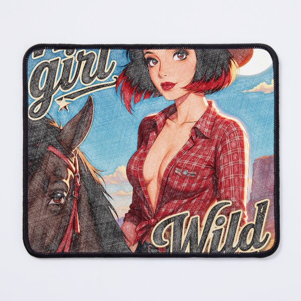 Item preview, Wild Ride Retro Cowgirl in Red Plaid Shirt designed and sold by Hen-C-Art.