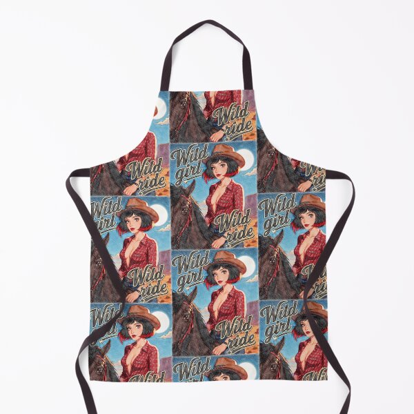 Item preview, Wild Ride Retro Cowgirl in Red Plaid Shirt designed and sold by Hen-C-Art.