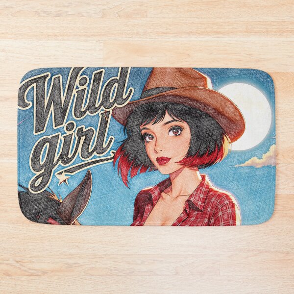 Item preview, Wild Ride Retro Cowgirl in Red Plaid Shirt designed and sold by Hen-C-Art.
