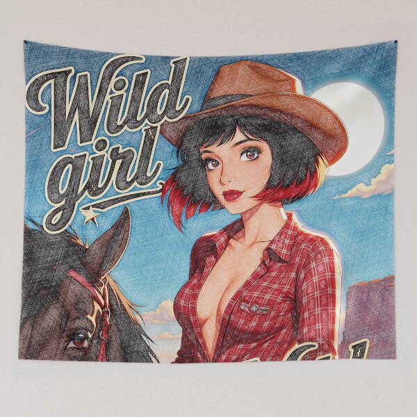 Item preview, Wild Ride Retro Cowgirl in Red Plaid Shirt designed and sold by Hen-C-Art.
