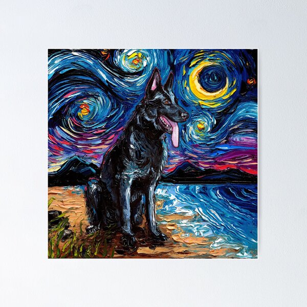 Item preview, Black German Shepherd Night designed and sold by AjaTrier.