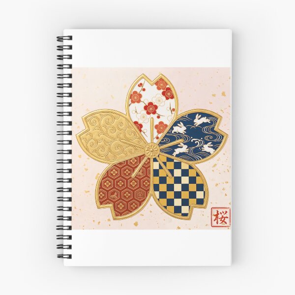 Item preview, Sakura — Japanese Cherry Blossom Crest Art Print | Plum Blossom & Rabbit Wave Kamon Pattern designed and sold by KimonoKotoba.