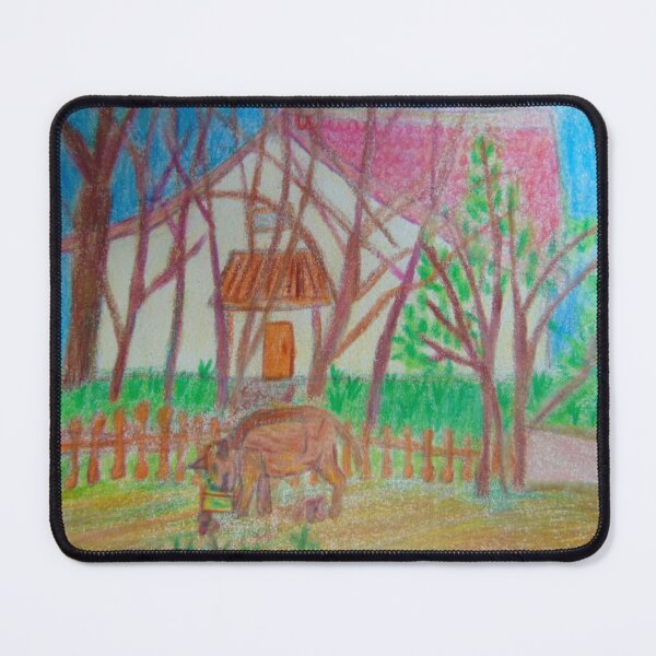 Item preview, Wild boar with village yard landscape designed and sold by MartaTerkiewicz.