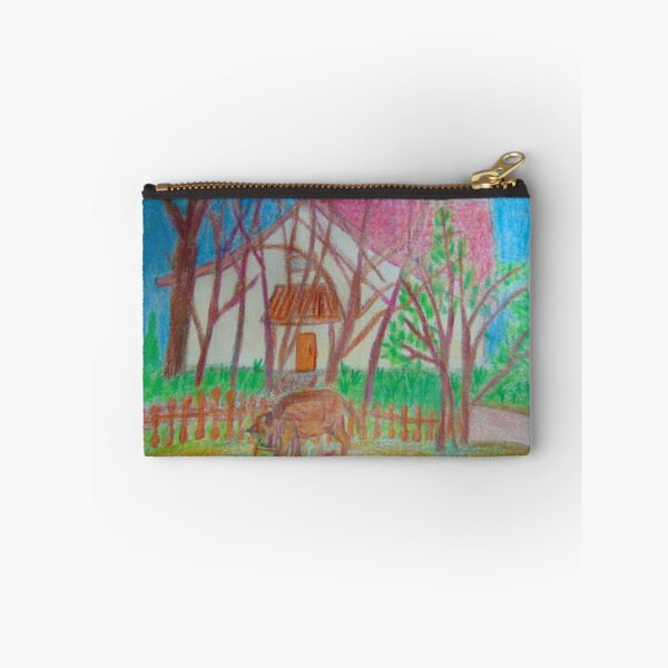 Item preview, Wild boar with village yard landscape designed and sold by MartaTerkiewicz.