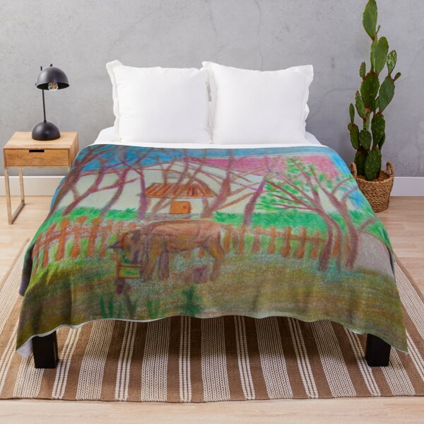 Item preview, Wild boar with village yard landscape designed and sold by MartaTerkiewicz.