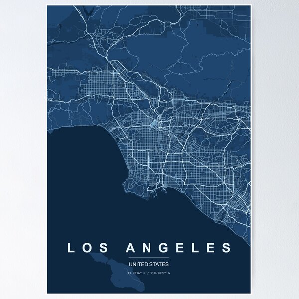 Item preview, Los Angeles Blueprint Map designed and sold by cosmoroutine.