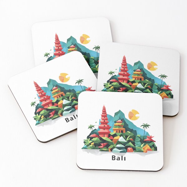 Item preview, Bali Indonesia Travel Poster - Abstract Tropical Island Temple Art designed and sold by OzzFrequency.