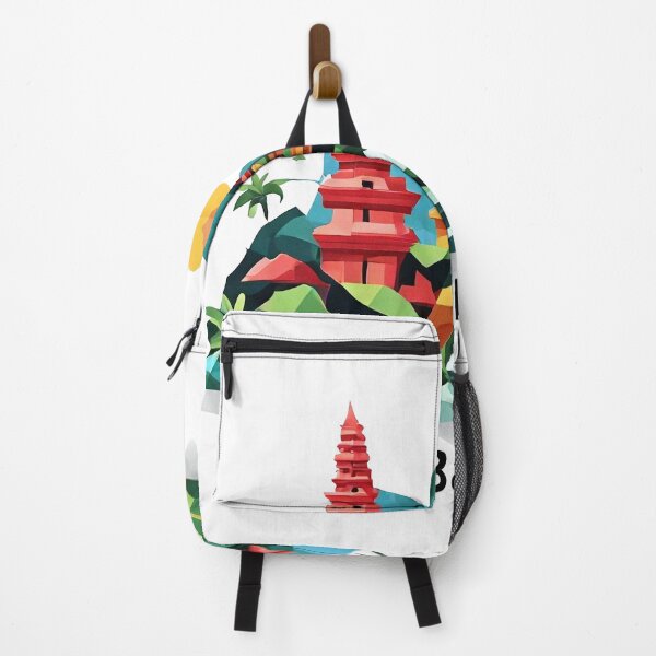 Item preview, Bali Indonesia Travel Poster - Abstract Tropical Island Temple Art designed and sold by OzzFrequency.