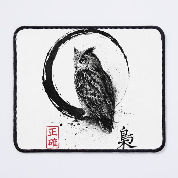 Item preview, Enso circle Japanese style owl designed and sold by ColorOfBirds.