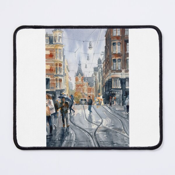 Item preview, Amsterdam Rainy Day Tram Watercolor designed and sold by caracatita75.