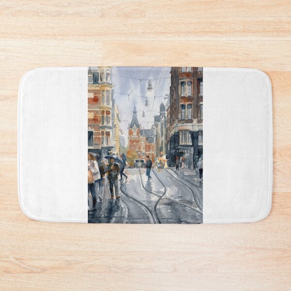 Item preview, Amsterdam Rainy Day Tram Watercolor designed and sold by caracatita75.