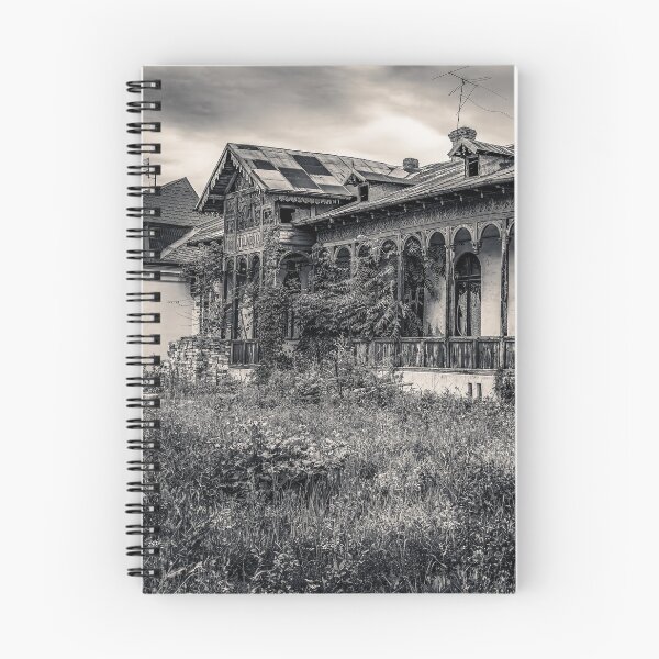 Item preview, Abandoned Wooden Veranda Villa in Targoviste — Black and White Print designed and sold by Rabee Khalil Photography.