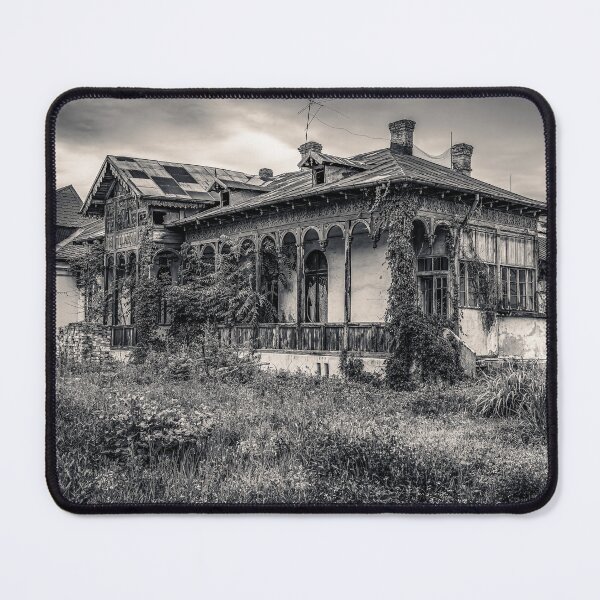 Item preview, Abandoned Wooden Veranda Villa in Targoviste — Black and White Print designed and sold by Rabee Khalil Photography.