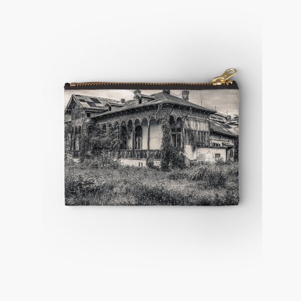 Item preview, Abandoned Wooden Veranda Villa in Targoviste — Black and White Print designed and sold by Rabee Khalil Photography.