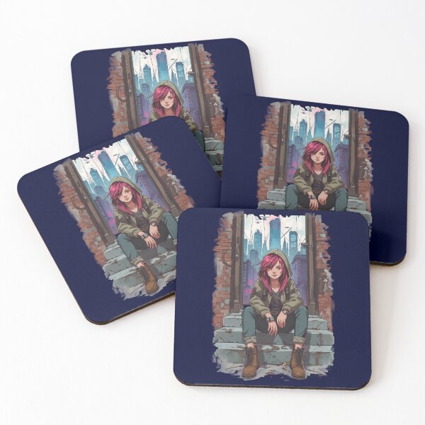 Item preview, Cyberpunk Street Girl Neo Tokyo Neon Painterly Manga Art designed and sold by The Fine Print by BassAddict.