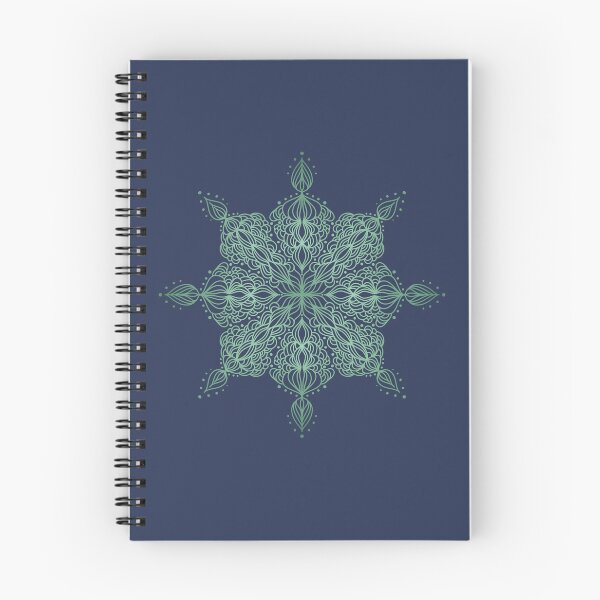 Item preview, Green linear mandala on dark blue background designed and sold by kallyfactory.