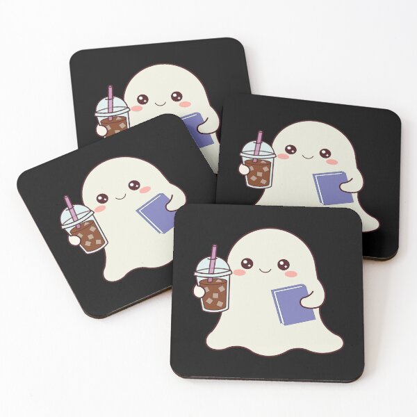 Item preview, Fueled by Iced Coffee & Good Books Cute Kawaii Ghost designed and sold by Hallowed Artistry.
