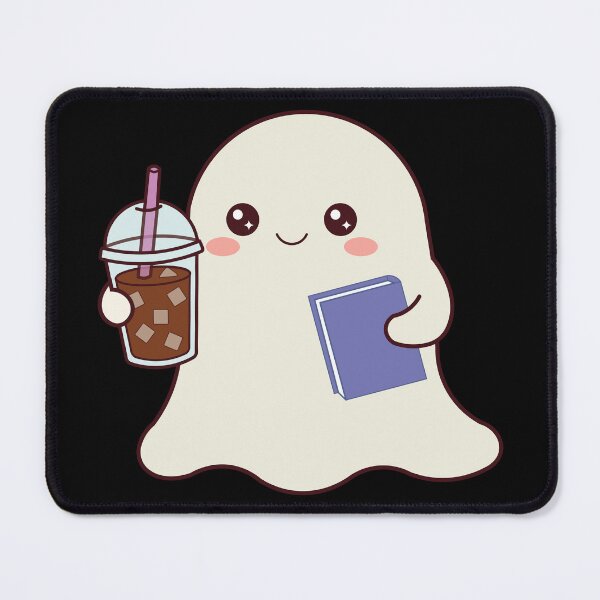 Item preview, Fueled by Iced Coffee & Good Books Cute Kawaii Ghost designed and sold by Hallowed Artistry.