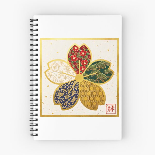 Item preview, Kizuna — Japanese Cherry Blossom Crest Art Print | Camellia & Pine Kamon Pattern designed and sold by KimonoKotoba.
