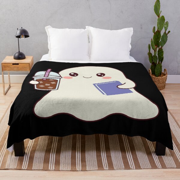Item preview, Fueled by Iced Coffee & Good Books Cute Kawaii Ghost designed and sold by Hallowed Artistry.