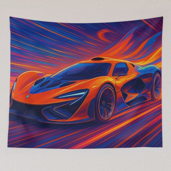 Item preview, Orange Hypercar Vortex - Abstract Neon Speed Art designed and sold by Nexus Space.