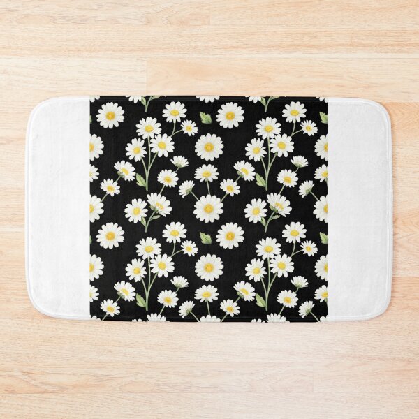 Item preview, Watercolor Daisy Seamless Pattern on Black | Botanical Floral Design designed and sold by Joyfulfabric.