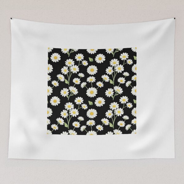 Item preview, Watercolor Daisy Seamless Pattern on Black | Botanical Floral Design designed and sold by Joyfulfabric.