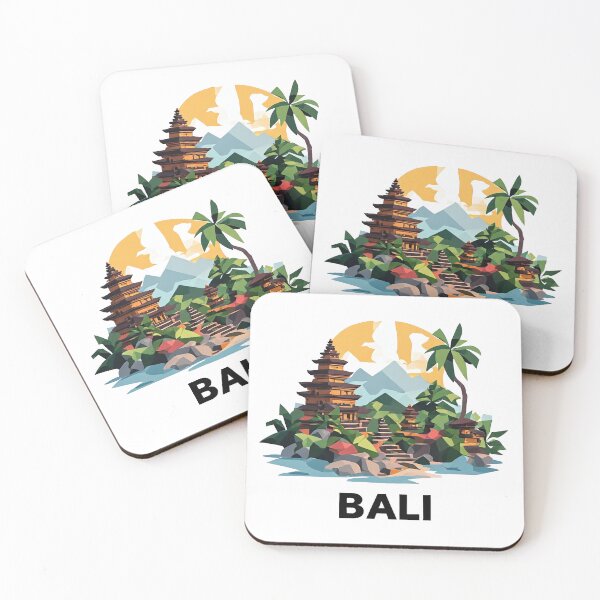 Item preview, Bali Indonesia Travel Poster - Abstract Tropical Island Temple Art designed and sold by OzzFrequency.