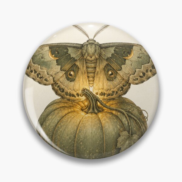 Item preview, Glowing Autumn Moth and Pumpkin Print — Luminous Vintage Cottagecore Halloween Wall Art designed and sold by Brackenlume Studio.