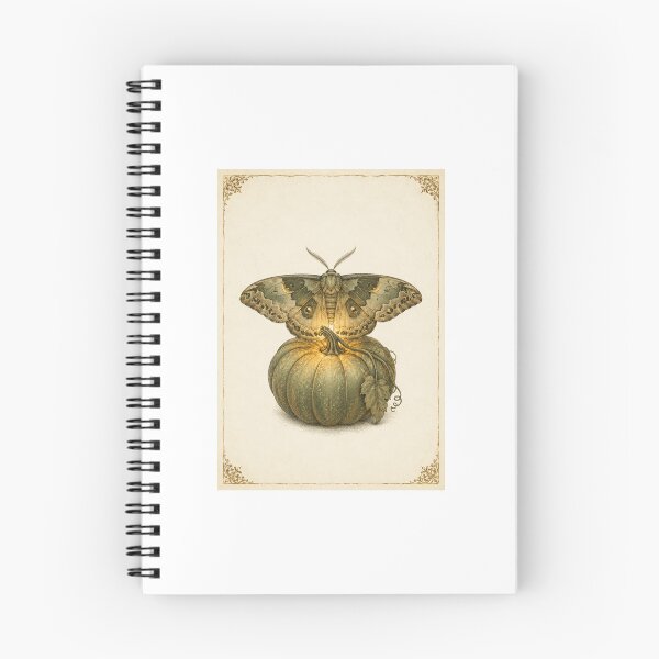 Item preview, Glowing Autumn Moth and Pumpkin Print — Luminous Vintage Cottagecore Halloween Wall Art designed and sold by Brackenlume Studio.