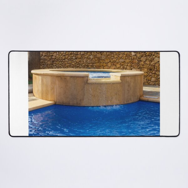 Item preview, Backyard Luxury Spa Pool With Stone Hot Tub Jacuzzi Overflow Waterfall and Blue Swimming Pool designed and sold by Nmallia.