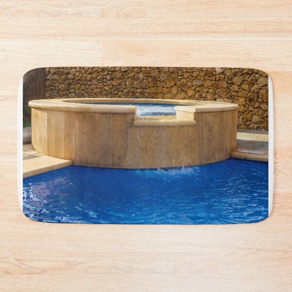 Item preview, Backyard Luxury Spa Pool With Stone Hot Tub Jacuzzi Overflow Waterfall and Blue Swimming Pool designed and sold by Nmallia.