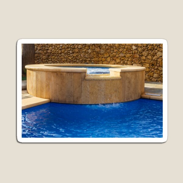 Item preview, Backyard Luxury Spa Pool With Stone Hot Tub Jacuzzi Overflow Waterfall and Blue Swimming Pool designed and sold by Nmallia.