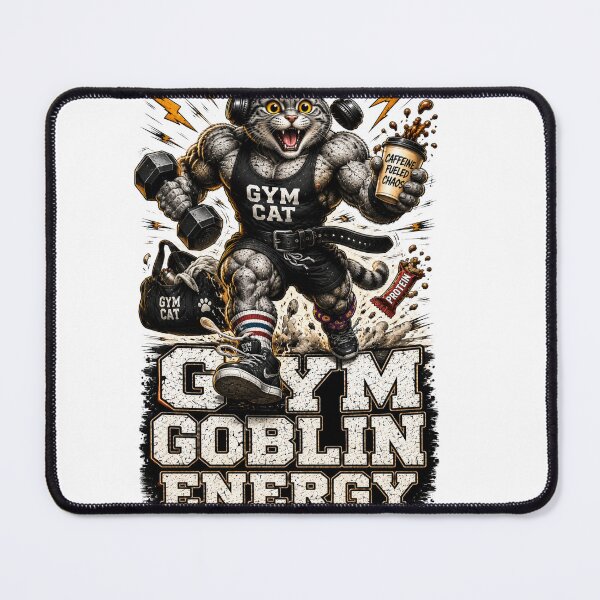 Item preview, Funny Gym Goblin Energy Muscular Cat Lifting Vintage Fitness designed and sold by Digistore1221.