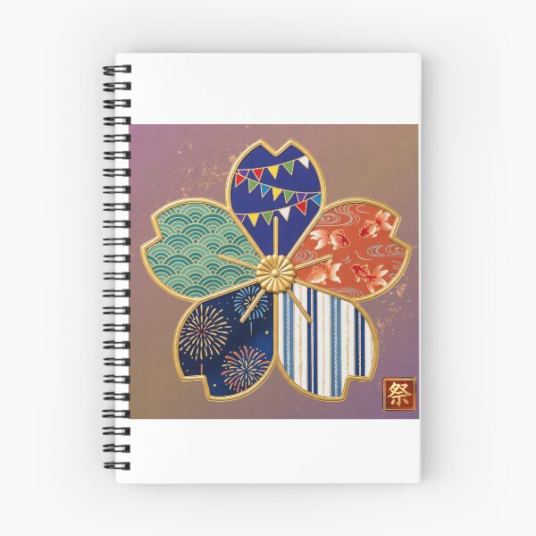 Item preview, Matsuri — Japanese Cherry Blossom Crest Art Print | Festival Flag & Goldfish Festival Pattern designed and sold by KimonoKotoba.