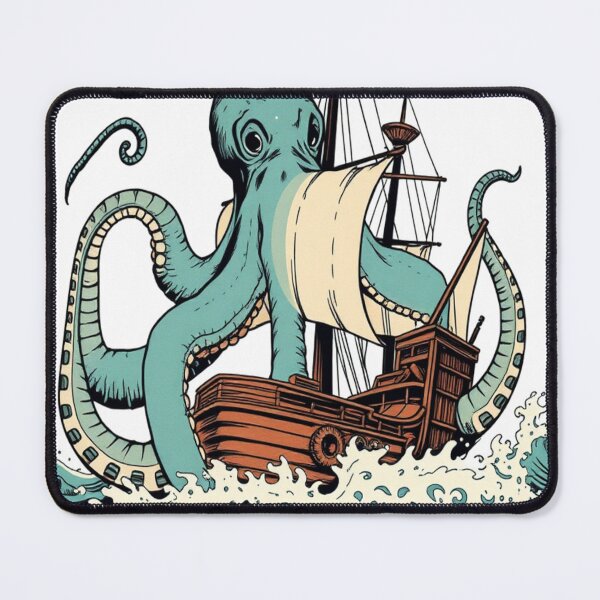 Item preview, Vintage Kraken Pirate Ship Illustration Giant Octopus Nautical T-Shirt Design designed and sold by oleend.