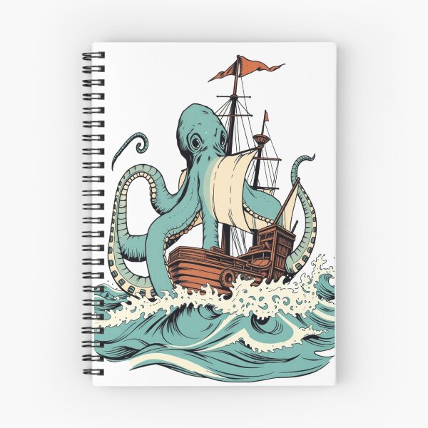 Item preview, Vintage Kraken Pirate Ship Illustration Giant Octopus Nautical T-Shirt Design designed and sold by oleend.