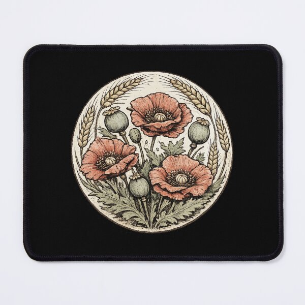 Item preview, Vintage Poppy Flowers and Wheat Circular Badge Distressed Seed Packet Style Botanical Illustration designed and sold by OnPointOutfits.