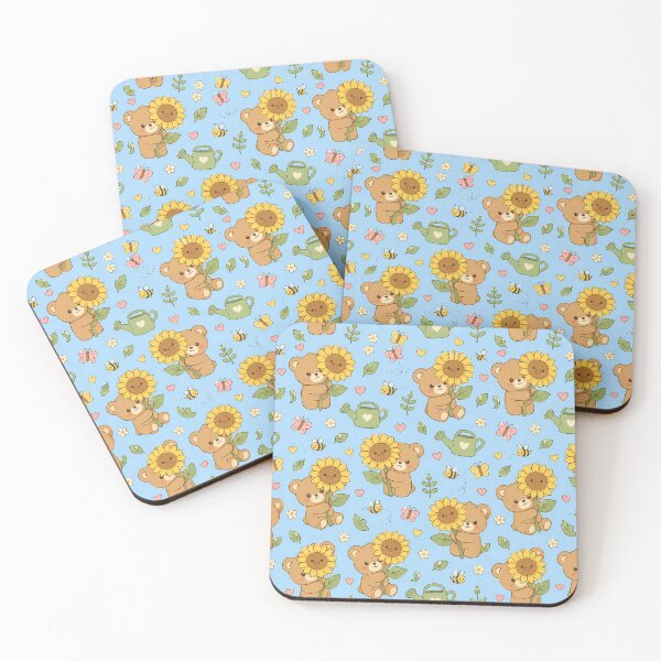 Item preview, Teddy Bear Sunflower Garden Kawaii Pattern designed and sold by Soft Berry Studio.