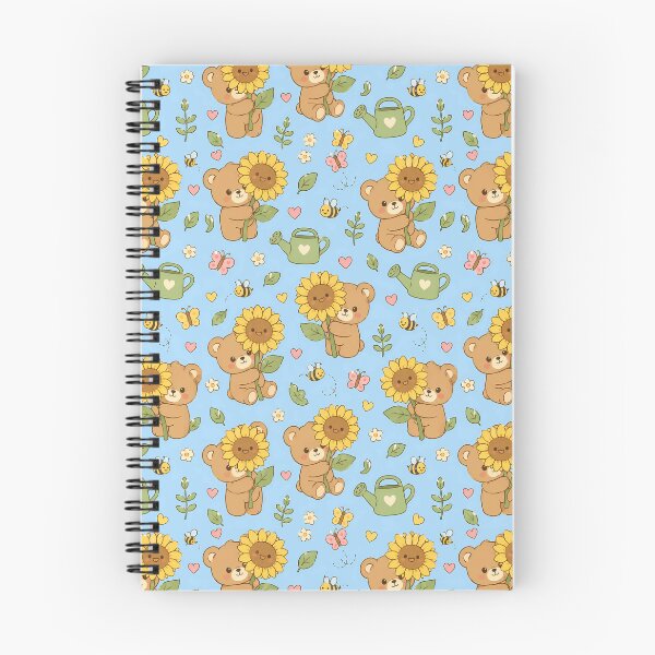 Item preview, Teddy Bear Sunflower Garden Kawaii Pattern designed and sold by Soft Berry Studio.
