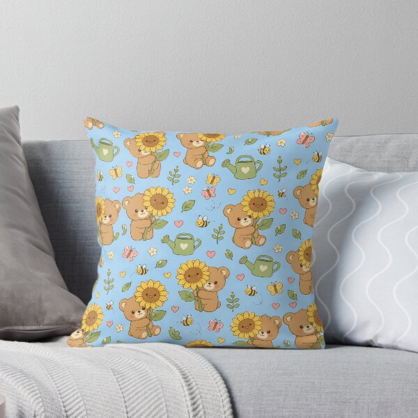 Item preview, Teddy Bear Sunflower Garden Kawaii Pattern designed and sold by Soft Berry Studio.